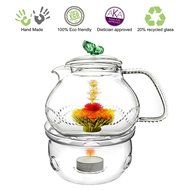 Teapot Set Flowering Tea Glass Teapot Gift Set Harmony 42 Oz / 1242 Ml with Stainless Steel Tea Warmer Alex Tea... N34
