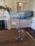 LARGE Handcrafted 3D 3- Dimensional WHALE Weathervane Copper Patina Finish N3