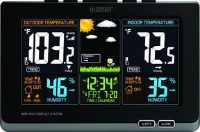 La Crosse Technology 308-1414B Wireless Atomic Digital Color Forecast Station with Alerts, Black N7