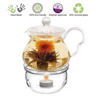 Teapot Set Flowering Tea Glass Teapot Gift Set Harmony 42 Oz / 1242 Ml with Stainless Steel Tea Warmer Alex Tea... N39