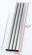 4 BOBA Straw Stainless Steel Extra Wide 1/2" x 9.5" Long Tapioca Pearl Bubble Tea Thick FAT N3