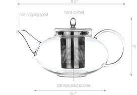 Teapot Set Flowering Tea Glass Teapot Gift Set Harmony 42 Oz / 1242 Ml with Stainless Steel Tea Warmer Alex Tea... N41