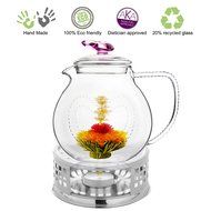 Teapot Set Flowering Tea Glass Teapot Gift Set Harmony 42 Oz / 1242 Ml with Stainless Steel Tea Warmer Alex Tea... N48