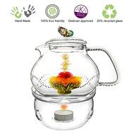 Teapot Set Flowering Tea Glass Teapot Gift Set Harmony 42 Oz / 1242 Ml with Stainless Steel Tea Warmer Alex Tea... N52