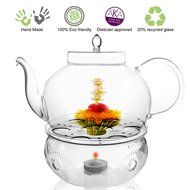 Teapot Set Flowering Tea Glass Teapot Gift Set Harmony 42 Oz / 1242 Ml with Stainless Steel Tea Warmer Alex Tea... N55