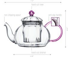 Teapot Set Flowering Tea Glass Teapot Gift Set Harmony 42 Oz / 1242 Ml with Stainless Steel Tea Warmer Alex Tea... N63