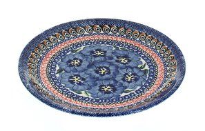 Polish Pottery Blue Art Dessert Plate