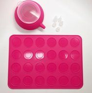 New JJMG French Macaroon Baking Set Tube Silicone Piping Pot Kit 4 Nozzle Tips Decorating Tool with 24 round Cookies... N3