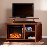 Southern Enterprises Horsham Media Fireplace, Walnut/Espresso N4