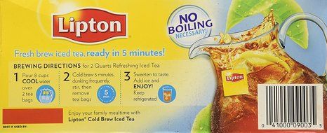 Lipton, Cold Brew Tea Bag, 22 Count, 4.8oz Box (Pack of 3) N3