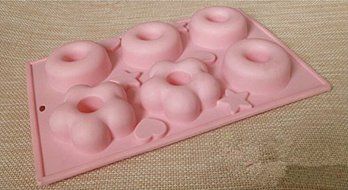 BONAUR Silicone Cake Bread Mold for Plum Donuts 6 Pieces of Silicone molds (pink) N2