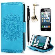 iPhone SE Case,iPhone 5S Case,iPhone 5 Case - Slim Fit Wallet Flip Embossed Totem PU Leather Case with Shock-Absorption... N29