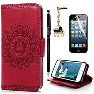 iPhone SE Case,iPhone 5S Case,iPhone 5 Case - Slim Fit Wallet Flip Embossed Totem PU Leather Case with Shock-Absorption... N35