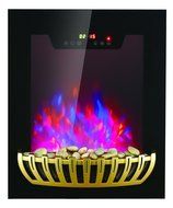AKDY Tempered Glass Black Wall Mount 2 Setting Touch Screen 7 Color LED Flame Electric Fireplace Stove w/ Remote... N2