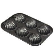 SCASTOE Baking Pan Cookie Candy Mold &amp; 6 Cavity Non Stick Metal Shell Shape Cake Mold N4