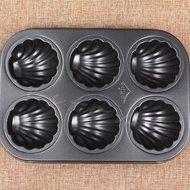 SCASTOE Baking Pan Cookie Candy Mold &amp; 6 Cavity Non Stick Metal Shell Shape Cake Mold N5