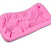 Santa and Sleigh Silicone Mold for Fondant, Gum Paste, Chocolate, Crafts