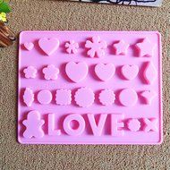 Ueasy Silicone Gel Non-stick Cake Bread Mold Chocolate Jelly Candy Baking Roasting Mould (26 Cavity Love) N2
