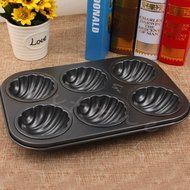 SCASTOE Baking Pan Cookie Candy Mold &amp; 6 Cavity Non Stick Metal Shell Shape Cake Mold N7