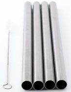 4 BOBA Straw Stainless Steel Extra Wide 1/2&quot; x 9.5&quot; Long Tapioca Pearl Bubble Tea Thick FAT N4