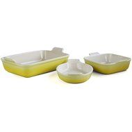 Le Creuset Heritage Soleil Yellow Stoneware 3 Piece Bakeware Set