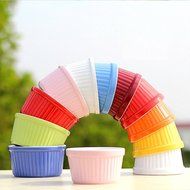 cake decorating tools 1pc Ceramic Baking Dishes Bake Bowl Pudding Dessert Plate Souffle Mould Cup Bake Red Color... N2