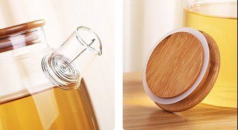 Dealglad&reg; 1.8L High Capacity Heat Resistant Filter Strainer Bamboo Lid Glass Kettle Water Jug Coffeepot Flower... N4