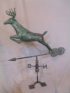 XLARGE Handcrafted 3 Dimensional Jumping Deer Weathervane Copper Patina Finish