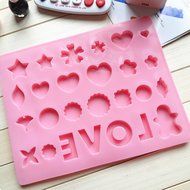 Ueasy Silicone Gel Non-stick Cake Bread Mold Chocolate Jelly Candy Baking Roasting Mould (26 Cavity Love) N5