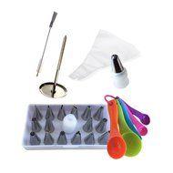 YuliTech Cake Decoration Tip Set, Including 16pcs Stainless Steel Icing Tip Set+10 Pastry Bags+1 coupler+ Measuring... N2