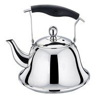 Whistling Tea Kettle, Stainless Steel, Flat Bottom, Bakelite Fold-down Handle, Removable Insert Tea Infuser, Stovetop... N3