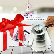 Pour Over Coffee Kettle with Thermometer - Gooseneck Drip Stainless Steel Stovetop Tea Pot (1L) N3