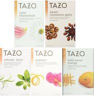 Tazo Herbal Tea 5 Flavor Variety Pack Sampler (Pack of 5, 100 Bags Total) N3