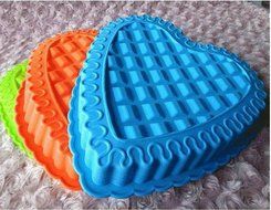 Coloful Love Heart Silicone Cake Muffin Mold Chocolate Pie Molds Grid Bottom Soft Easy Release Jelly Pudding Mould...