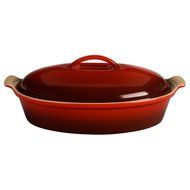 Le Creuset Stoneware 4-Quart Covered Oval Casserole, Cerise (Cherry Red) N4