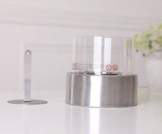Fire Desire's Orbe Fireplace - Round Shape for Table Top, Stainless Steel Finish, Tempered Glass, Both Indoor... N2