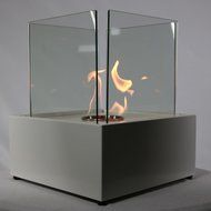 Sunnydaze White Large Cubic Ventless Tabletop Bio Ethanol Fireplace