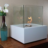 Sunnydaze White Large Cubic Ventless Tabletop Bio Ethanol Fireplace N2