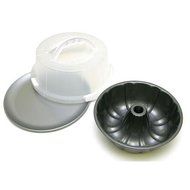 3-Piece Release and Effortless Clean up Nonstick Bund-Form Baking Pan and Serving Set, Silver