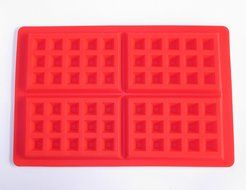 chef habitu&eacute;- Silicone Waffle Baking Molds Set - Includes 2 Red Waffle Molds with 8 Waffles Cavities, Multi-Color... N3