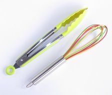 chef habitu&eacute;- Silicone Waffle Baking Molds Set - Includes 2 Red Waffle Molds with 8 Waffles Cavities, Multi-Color... N4