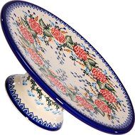 Polish Pottery Ceramika Boleslawiec-1151/280 Cake Plate, Royal Blue Patterns, Medium