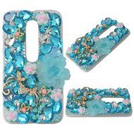 Spritech(TM) Bling Clear Phone Case For Motorola Moto G3/Moto G (3rd Gen),3D Handmade Blue Crystal Butterfly Small... N24