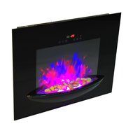 HomCom 26" 1500W Touch Screen Multi-Color Wall Mounted Electric Fireplace w/Remote - Black