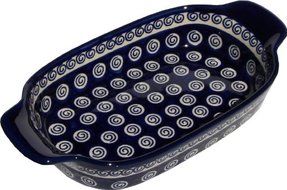 Polish Pottery Rectangular Serving Dish From Zaklady Ceramiczne Boleslawiec #1281-174a, Length: 10" Width: 5.25" N2