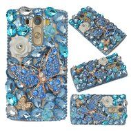 Spritech(TM) Clear Hard Bling Phone Case for LG G Stylo 2 LS775/LG Stylus 2 K520,Handmade Blue Crystal White Flower... N4