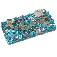 Spritech(TM) Clear Hard Bling Phone Case for LG G Stylo 2 LS775/LG Stylus 2 K520,Handmade Blue Crystal White Flower... N5