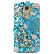 Spritech(TM) Clear Hard Bling Phone Case for LG G Stylo 2 LS775/LG Stylus 2 K520,Handmade Blue Crystal White Flower... N6