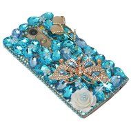 Spritech(TM) Clear Hard Bling Phone Case for LG G Stylo 2 LS775/LG Stylus 2 K520,Handmade Blue Crystal White Flower... N8