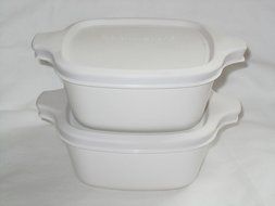 Set of 2 - Vintage Corning Ware Clasic White Individual 700 ml Casseroles - P-43-B Petites